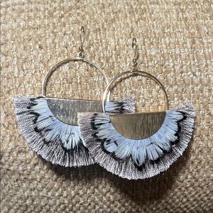 Francesca's Collections Silver and Black Fan Earrings